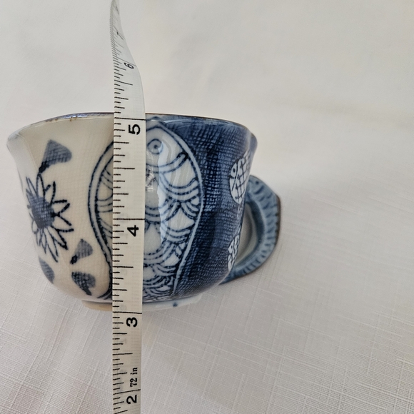 Vintage set of 5 Japanese tea cups with fish motif and fish shaped handles - Picture 6 of 7